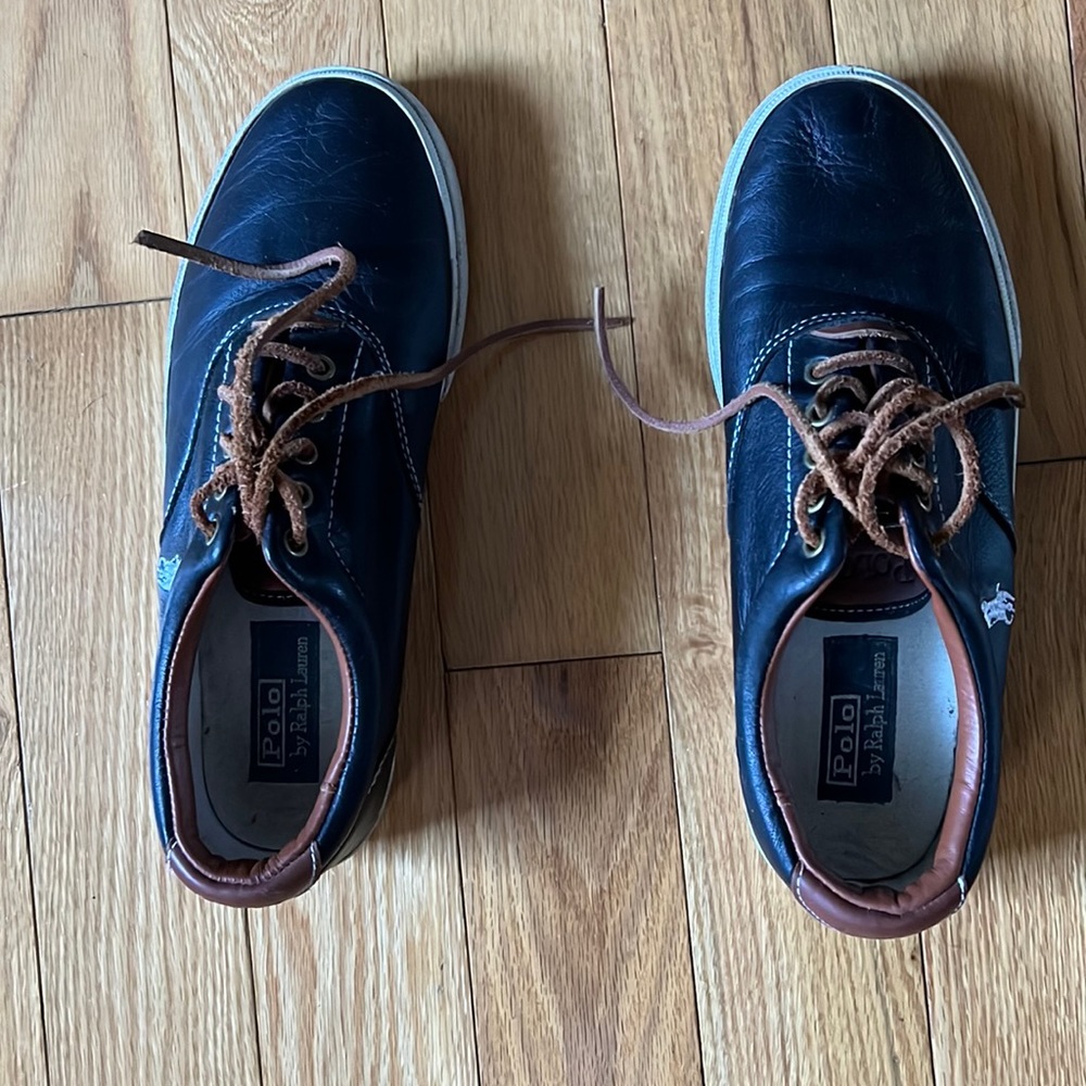 Ralph Lauren men’s black leather sneakers